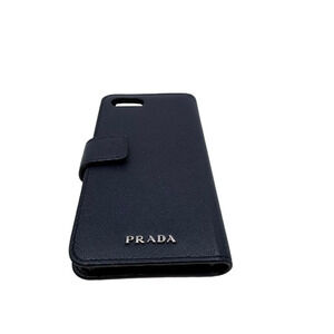Prada Saffiano Folio Blue Saffiano Leather Phone Case